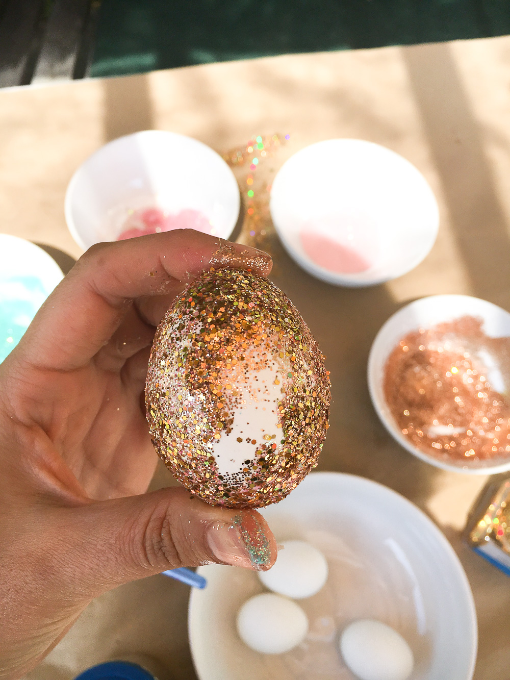 glitter easter eggs