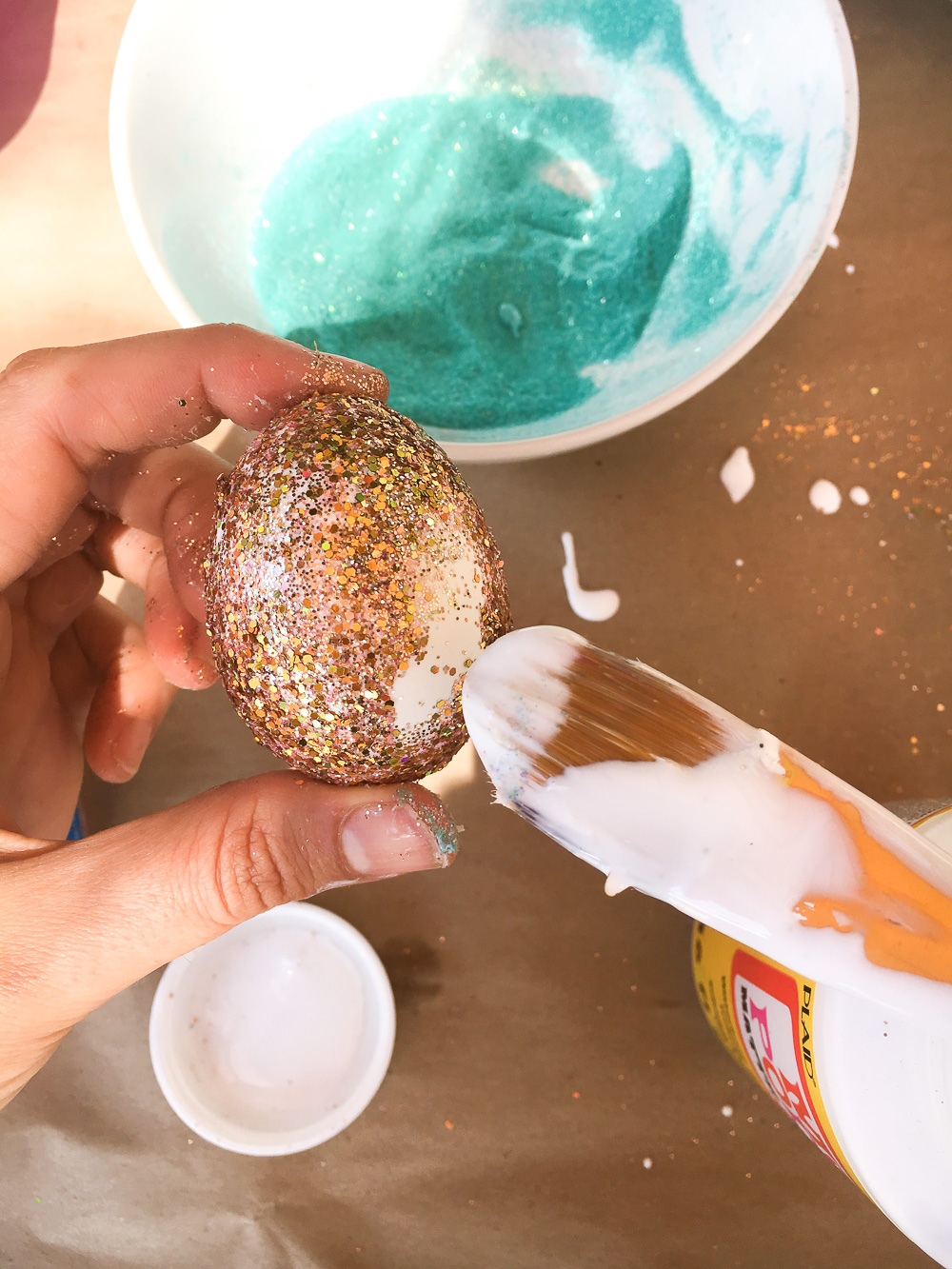 glitter easter eggs