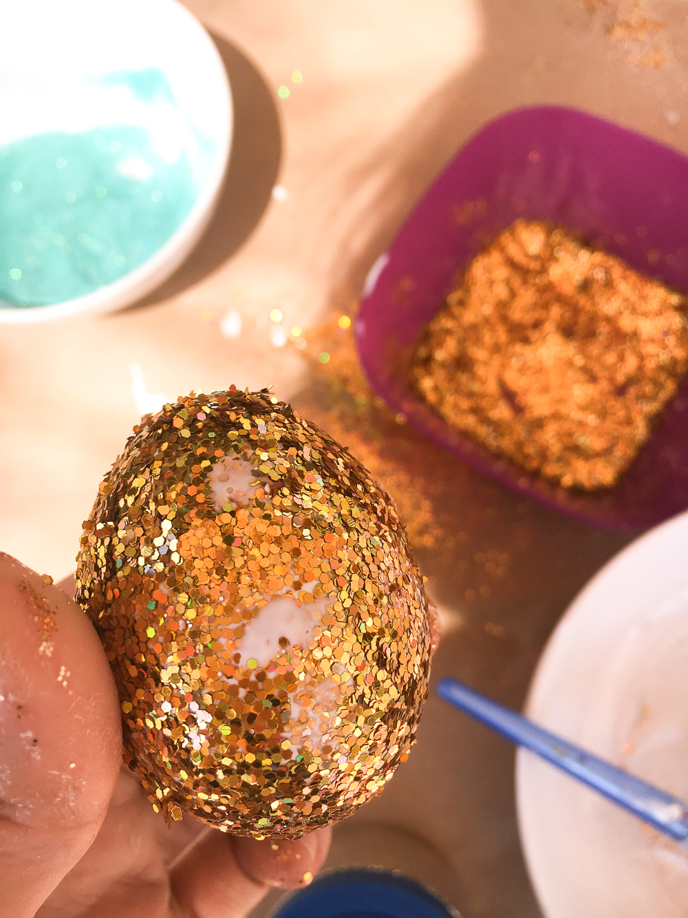 glitter easter eggs