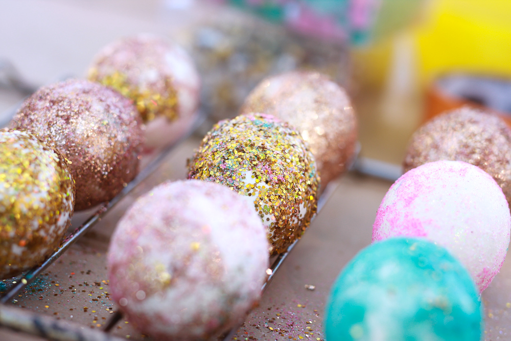 glitter easter eggs