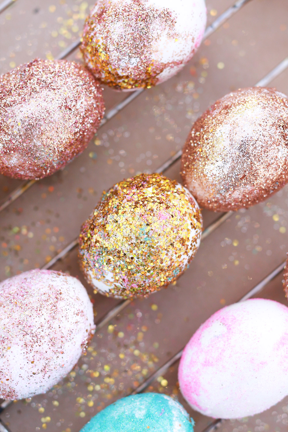 glitter easter eggs