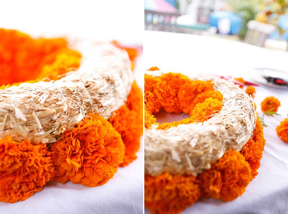 how to do a marigold wreath